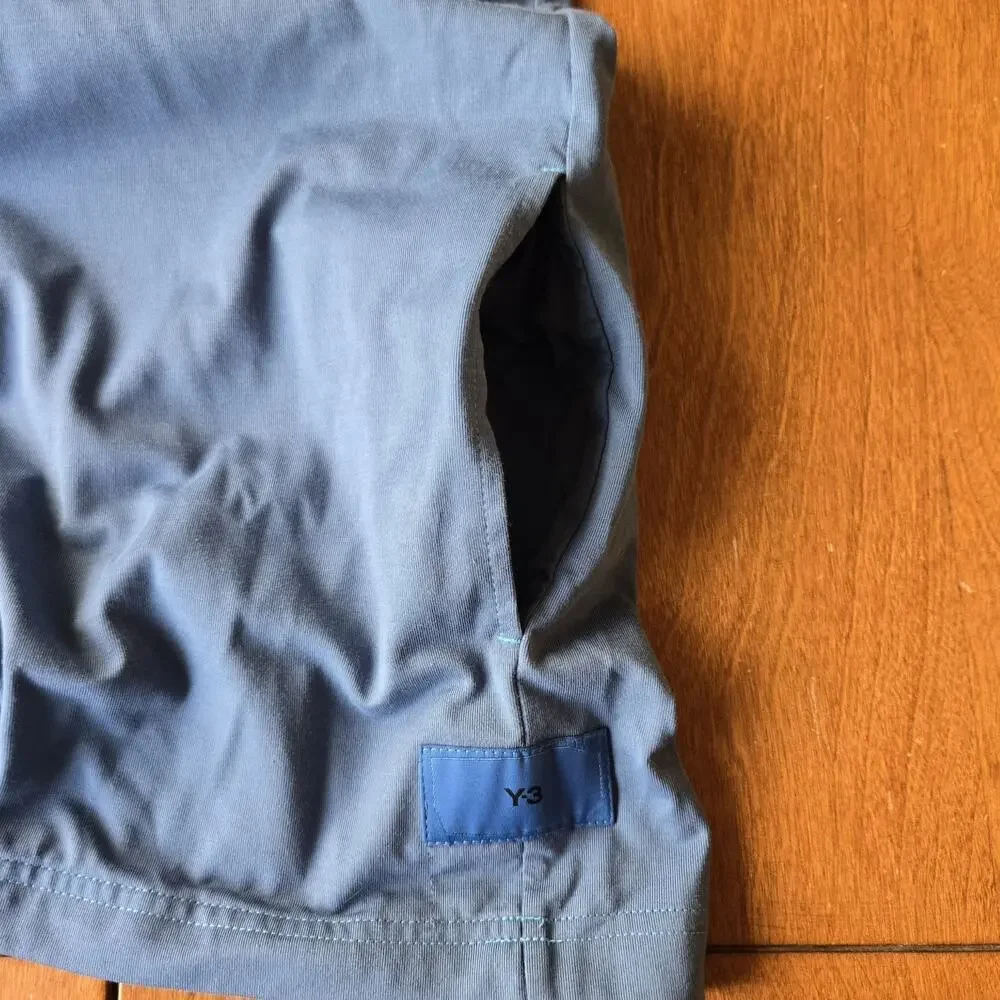 adidas Y-3 Short Sleeve w Pockets Premium T-Shirt Blue Size Small HY1245